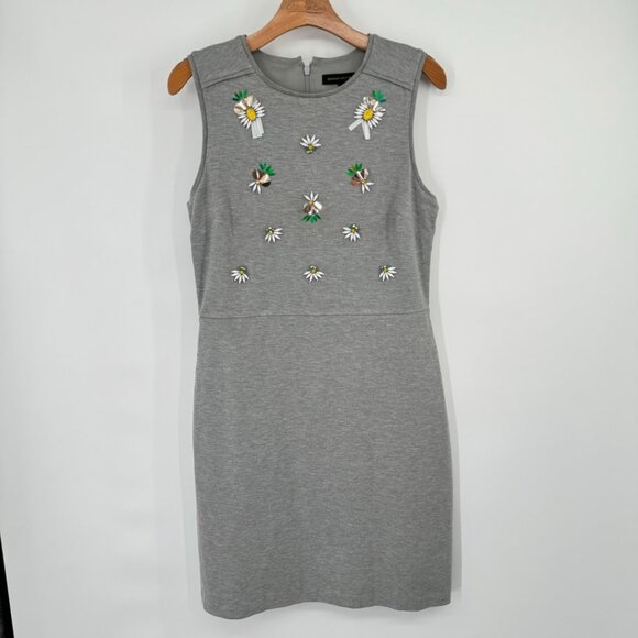 Banana Republic Daisy Embellished Gray Sleeveless Dress Size 10 ponte knit - Picture 7 of 13